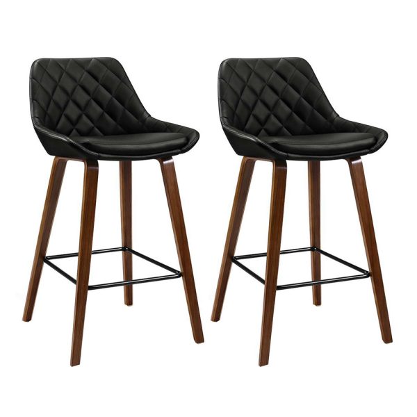 Artiss 2x Bar Stools PU Seat Wooden Fashion