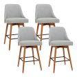 Artiss 4x Bar Stools Swivel Seat Wooden Grey For Discount