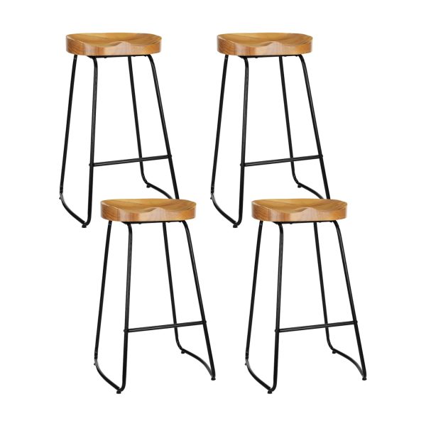 Artiss 4x Bar Stools Tractor Seat 75cm Wooden For Sale