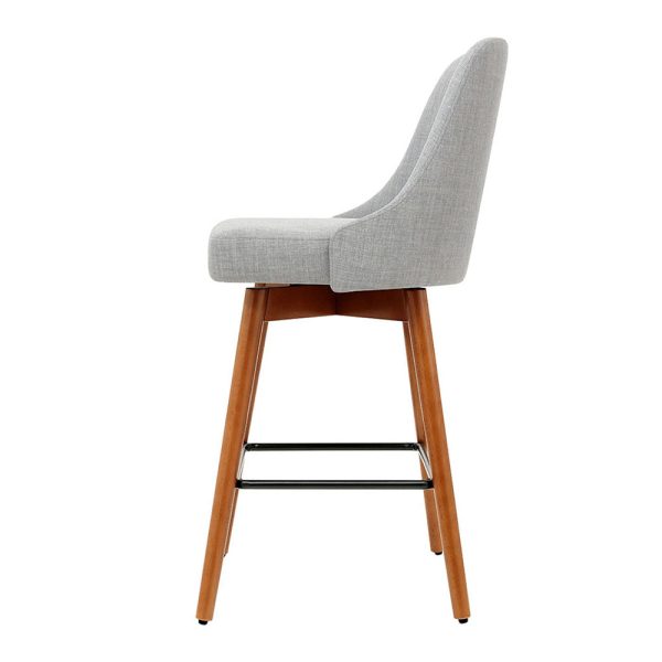 Artiss 4x Bar Stools Swivel Seat Wooden Grey For Discount