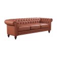 1 Seater 2 Seater 3 Seater Brown Sofa Lounge Set Button Tufted in Faux Leather Fashion