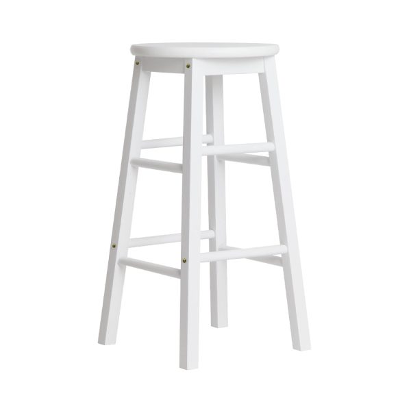 Artiss 2x Bar Stools Round Chairs Wooden White For Cheap