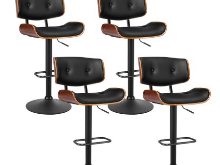 Artiss 4x Bar Stools Gas Lift Leather All Black Online Sale