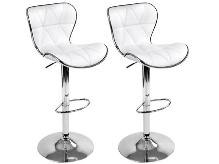 Artiss 2x Bar Stools Gas Lift Leather Seat White For Discount