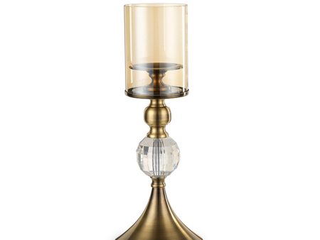 SOGA 38cm Glass Candle Holder Candle Stand Glass Metal Online now