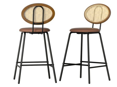 Artiss 2x Bar Stools PU Leather Stools Brown Online now