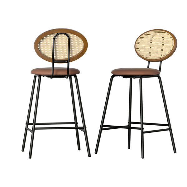 Artiss 2x Bar Stools PU Leather Stools Brown Online now