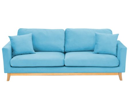 Sarantino 3 Seater Faux Velvet Wooden Sofa Bed Couch Furniture - Blue Hot on Sale