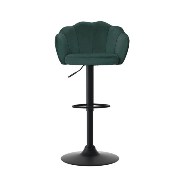 Artiss 4x Bar Stools Gas Lift Velvet Green Sale