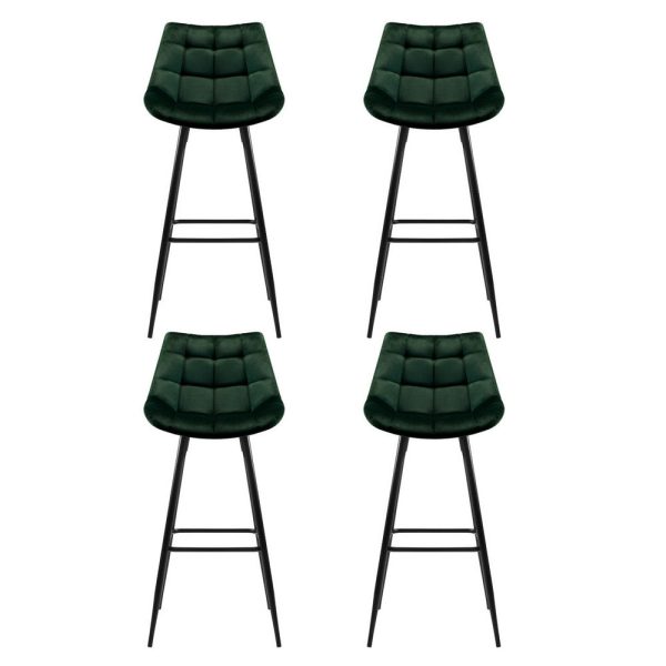 Artiss 4x Bar Stools Velvet Chairs Green Sale