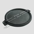 SOGA 43cm Round Ribbed Cast Iron Frying Pan Skillet Steak Sizzle Platter with Handle on Sale