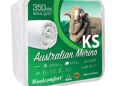 Woolcomfort Aus Made Merino Wool Quilt 350GSM 160x210cm King Single Size Online