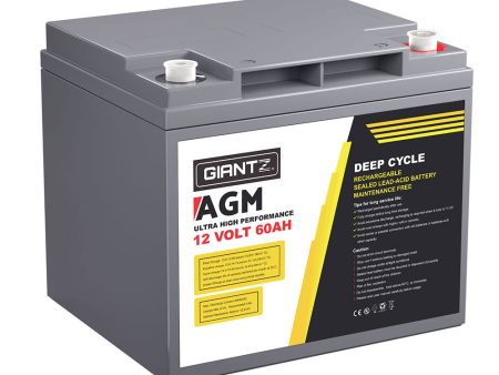 Giantz AGM Battery 12V 60Ah Deep Cycle Box Portable Solar Caravan Camping For Cheap