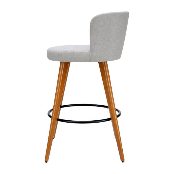 Artiss 2x Bar Stools Linen Padded Wooden Grey Discount