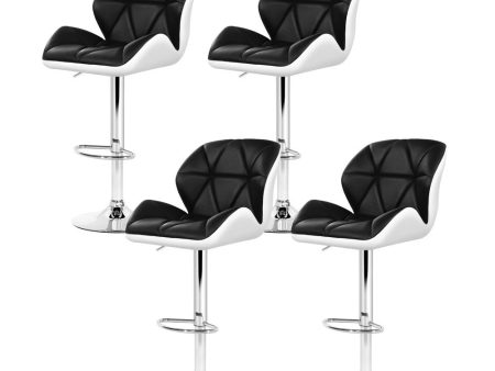 Artiss 4x Bar Stools Gas Lift Padded Leather Black & White For Discount