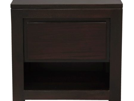 Amsterdam Solid Mahogany Timber 1 Drawer Bedside Table (Chocolate) Cheap