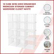 12 Cube Wire Grid Organiser Bookcase Storage Cabinet Wardrobe Closet White Hot on Sale