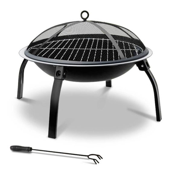 Fire Pit BBQ Charcoal Grill Smoker Portable Outdoor Camping Garden Pits 30  For Sale