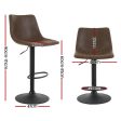 Artiss 4x Bar Stools Vintage Leather Swivel Gas Lift Brown Cheap