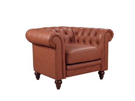 Single Seater Brown Sofa Lounge Button Tufted in Faux Leather Online now