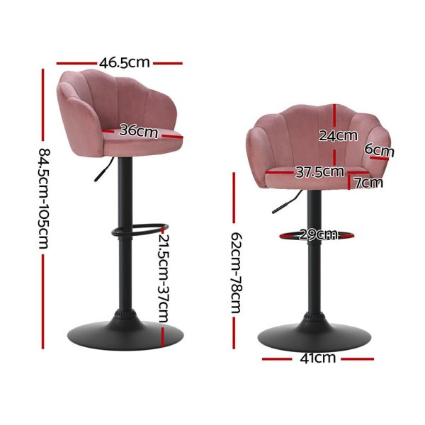 Artiss 4x Bar Stools Gas Lift Velvet Pink For Cheap