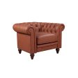 1 Seater 2 Seater 3 Seater Brown Sofa Lounge Set Button Tufted in Faux Leather Fashion