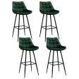 Artiss 4x Bar Stools Velvet Chairs Green Sale