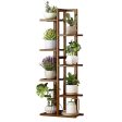 6 Tiers Vertical Bamboo Plant Stand Staged Flower Shelf Rack Outdoor Garden Cheap