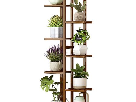 6 Tiers Vertical Bamboo Plant Stand Staged Flower Shelf Rack Outdoor Garden Cheap