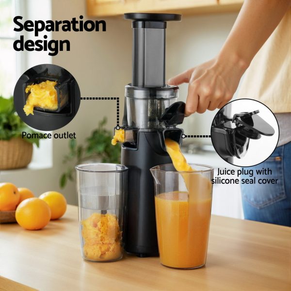 Devanti Slow Juicer Cold Press Fruit Juice Extractor 130W Black Cheap