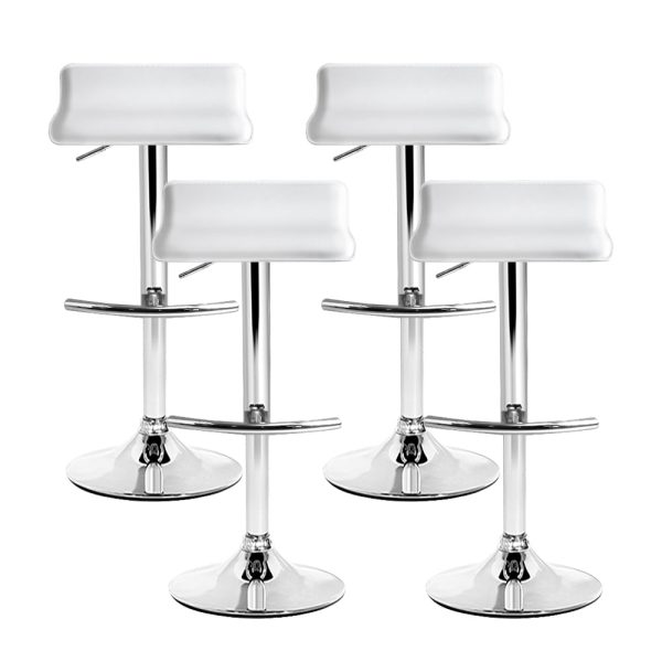 Artiss 4x Bar Stools Adjustable Gas Lift Chairs White Sale