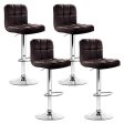 Artiss 4x Bar Stools Leather Gas Lift Brown Hot on Sale