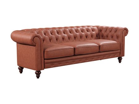 2 Seater 3 Seater Brown Sofa Lounge Set Button Tufted in Faux Leather Online