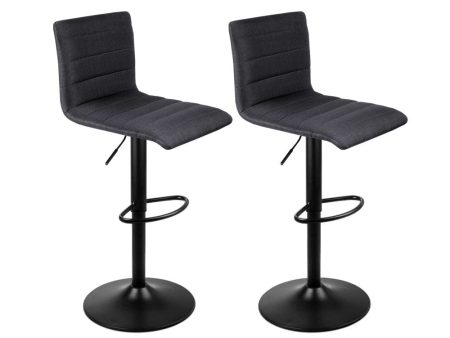 Artiss 2x Bar Stools Gas Lift Linen Fabric Black Online now