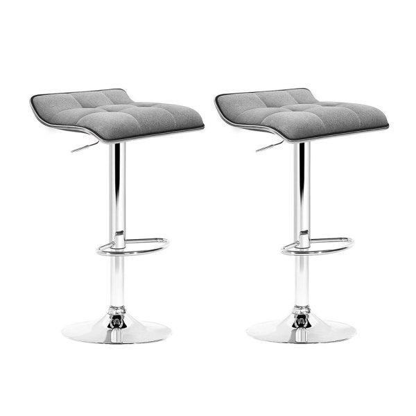 Artiss 2x Bar Stools Linen Padded Gas Lift Online