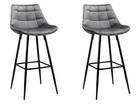 Artiss 2x Bar Stools Velvet Chairs Grey For Cheap