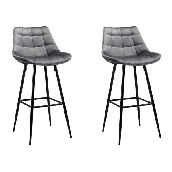 Artiss 2x Bar Stools Velvet Chairs Grey For Cheap