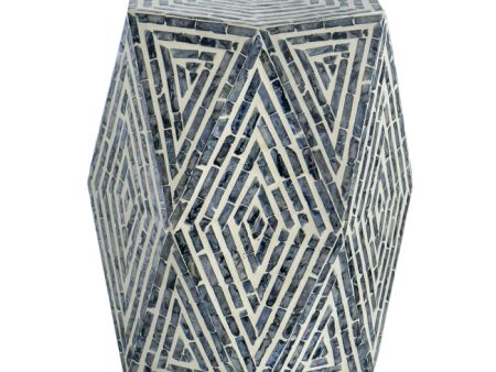 Black & White Hexagon Stool. The angular faces of this hexagon pedestal stool feature an exquisite linear diamond design and Capiz inlay Supply