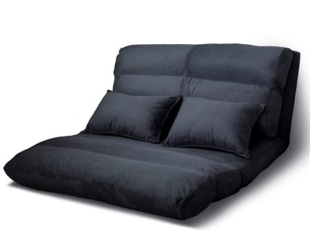 Artiss Floor Lounge Sofa Bed 2-seater Charcoal Suede Online Sale