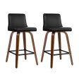 Artiss 2x Bar Stools Swivel Leather Padded Wooden Fashion