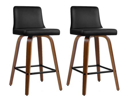 Artiss 2x Bar Stools Swivel Leather Padded Wooden Fashion