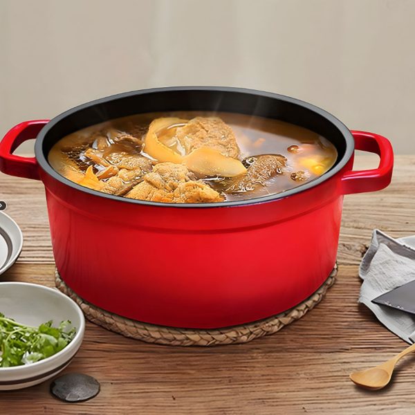 SOGA Cast Iron Enamel Porcelain Stewpot Casserole Stew Cooking Pot With Lid 5L Red 26cm Cheap