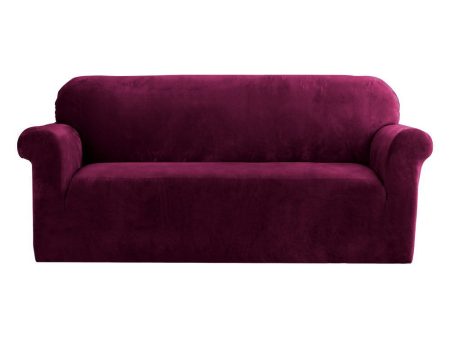 Artiss Sofa Cover Couch Covers 3 Seater Velvet Ruby Red For Sale