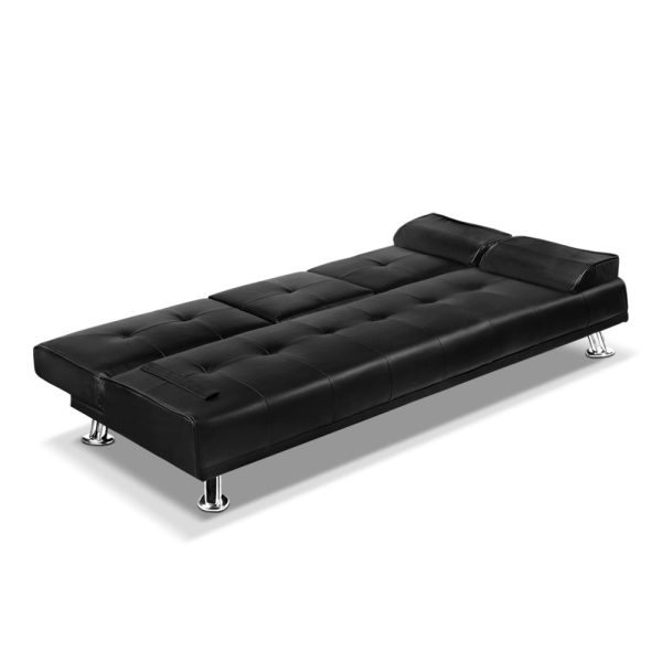 Artiss Sofa Bed 188CM Black PU Leather Online now