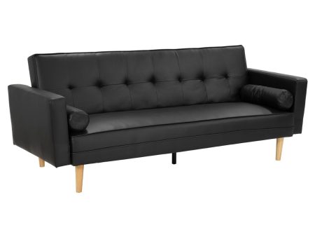 Sarantino Madison Faux Leather Sofa Bed Lounge Couch Futon Furniture Home Suite - Black For Discount