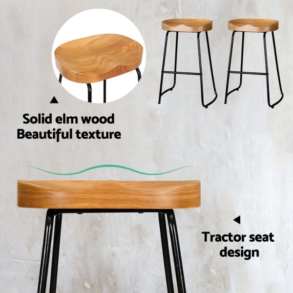 Artiss 4x Bar Stools Tractor Seat 65cm Wooden Sale