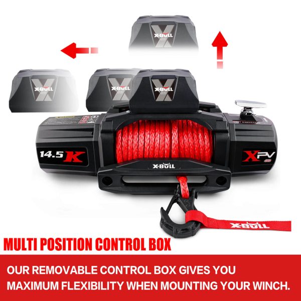 X-BULL 4WD Electric Winch 14500LBS 12V synthetic rope with 2 Pairs Recovery Tracks Gen2.0 Red Sale