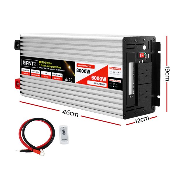 Giantz Power Inverter 3000W or 6000W Pure Sine Wave 12V-240V Camping Boat Caravan Sale