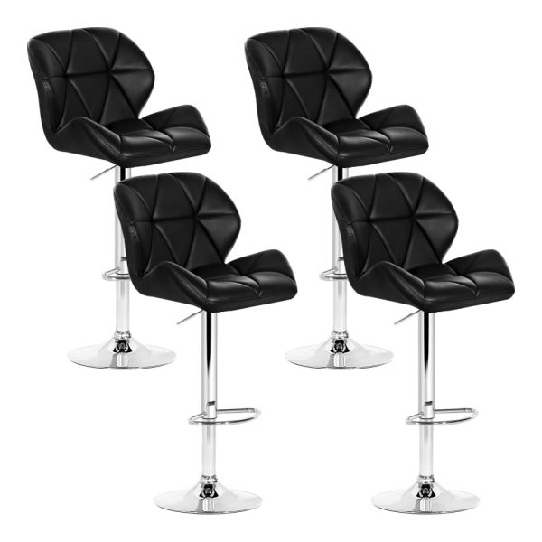 Artiss 4x Bar Stools Gas Lift Padded Leather Black Sale