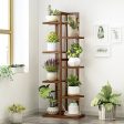 6 Tiers Vertical Bamboo Plant Stand Staged Flower Shelf Rack Outdoor Garden Cheap